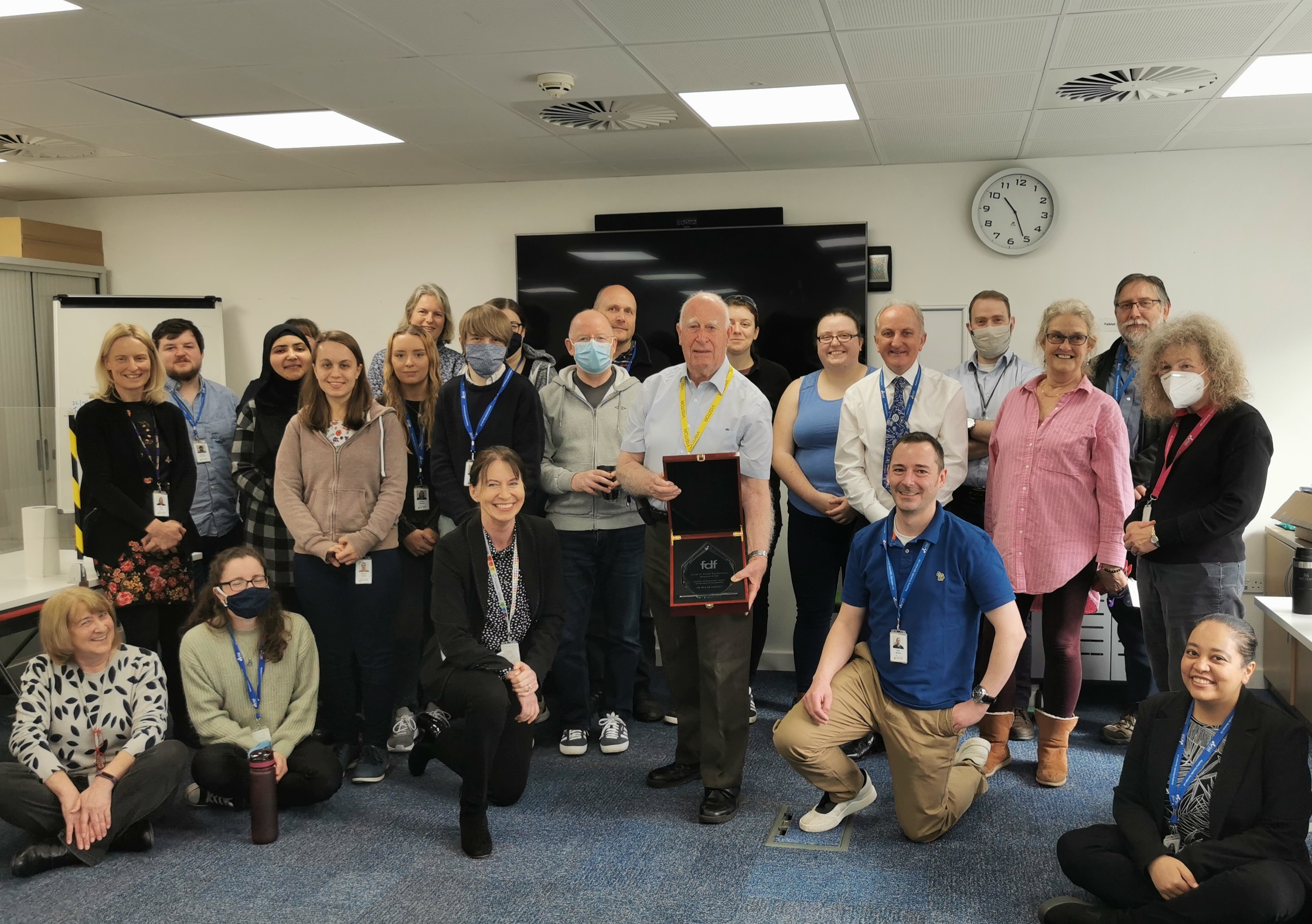 Roger Angold receiving a lifetime achievement award