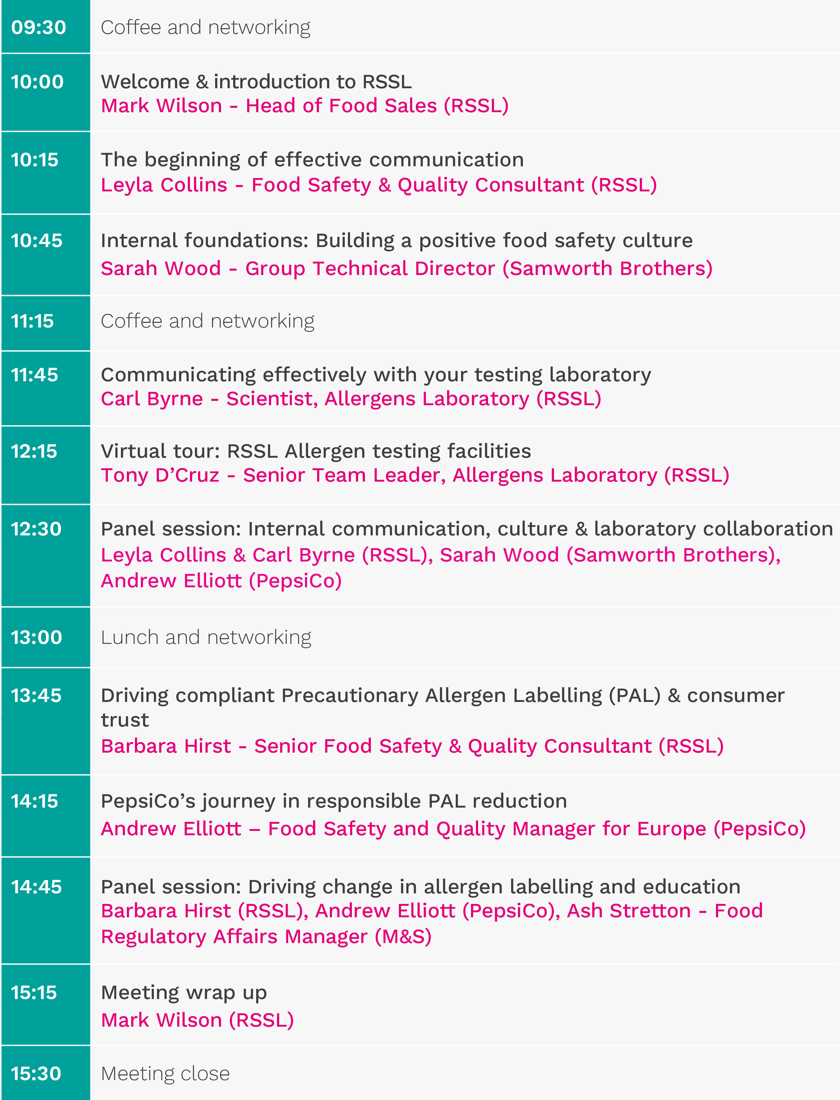 RSSL allergen communication seminar agenda 2026
