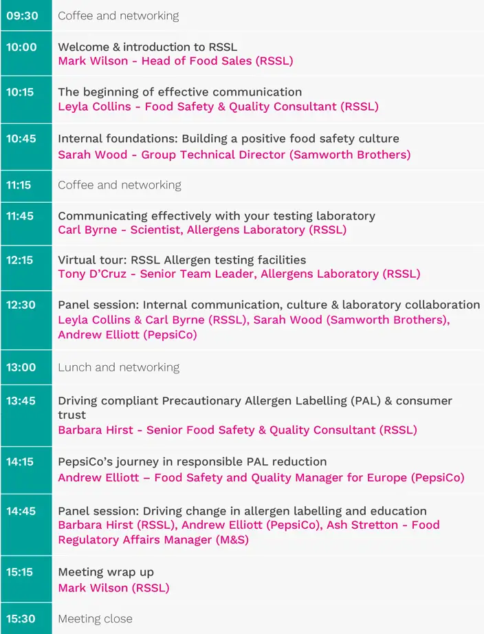 RSSL allergen communication seminar agenda 2026